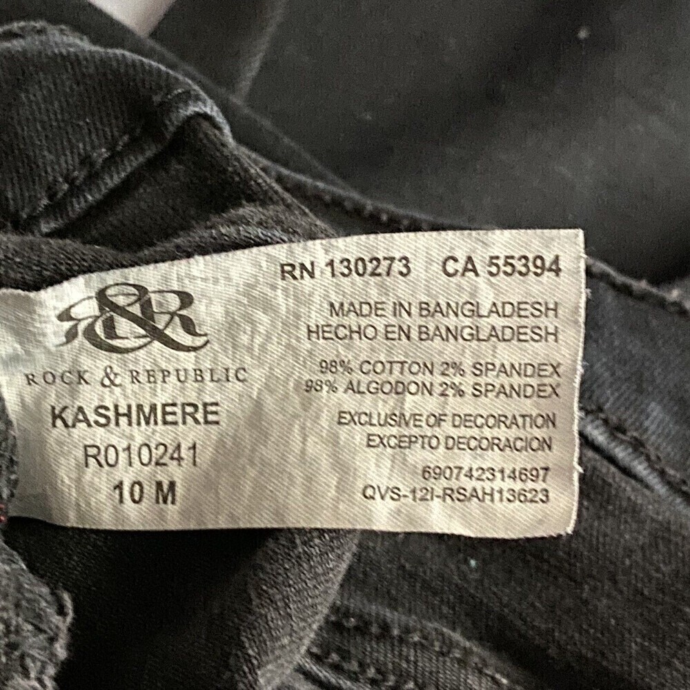 Rock & Republic Jeans Women’s Size 10 Kashmere Black Denim Skinny Stretch - Picture 7 of 7